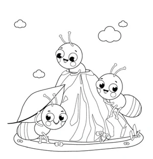 Página para Colorir Página para Colorir Três Formigas de Desenho Animado