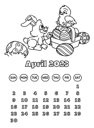 Página para Colorir Abril 2023