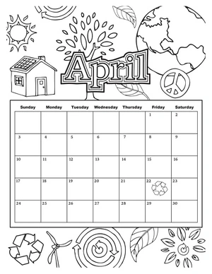 Página para Colorir Calendário de Abril