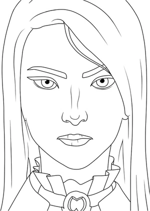 Caitlyn com expressão determinada, medium Arcano coloring page, free printable