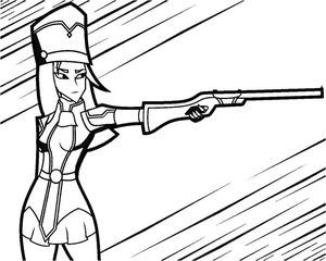 Caitlyn Mística apontando arma, medium Arcano coloring page, free printable
