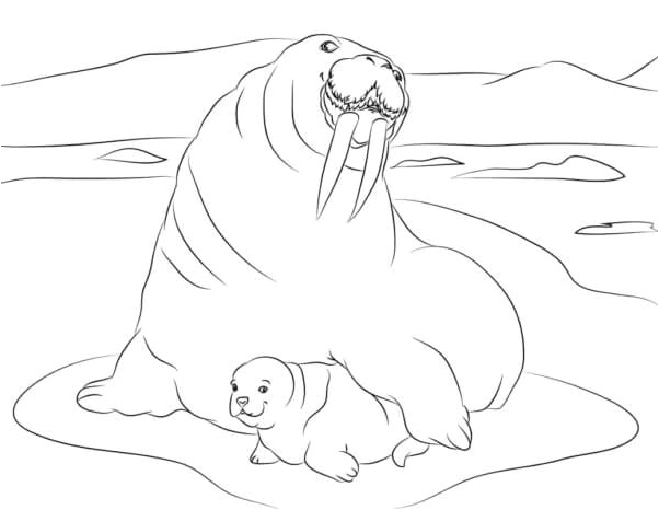 Página para Colorir Amor de Mãe e Bebê