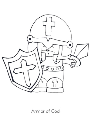Página para Colorir Gratuita da Armadura de Deus - Para Imprimir