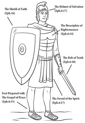 Página para Colorir Página para Colorir da Armadura de Deus para Imprimir Grátis