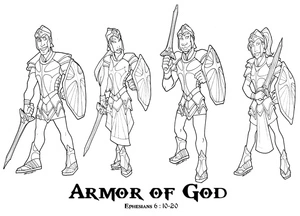 Página para Colorir Imagem da Armadura de Deus