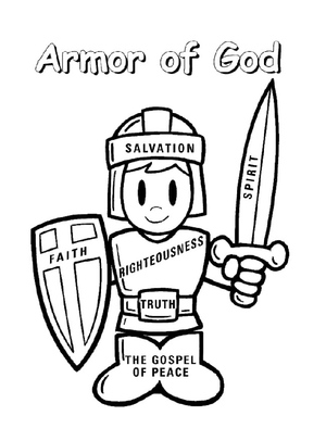 Modelo para Colorir da Armadura de Deus para Imprimir