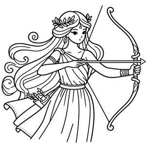 Página para Colorir Deusa Exquisita Artemis