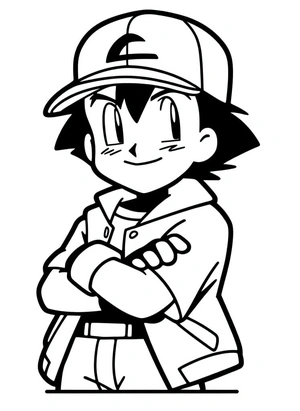 Página para Colorir Adorável Ash Ketchum