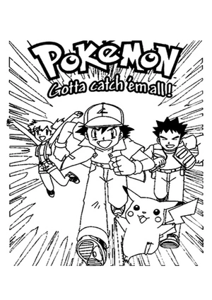 Página para Colorir Ash Ketchum e seus amigos