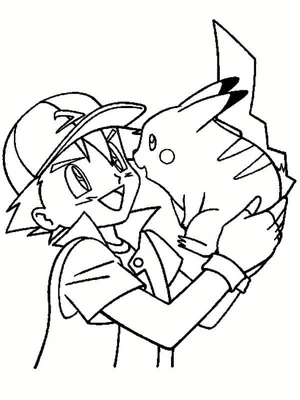 Página para Colorir Ash Ketchum e Pikachu - Melhores Amigos