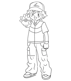 Página para Colorir Página para Colorir do Ash Ketchum Disponível Gratuitamente