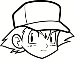 Página para Colorir Rosto do Ash Ketchum