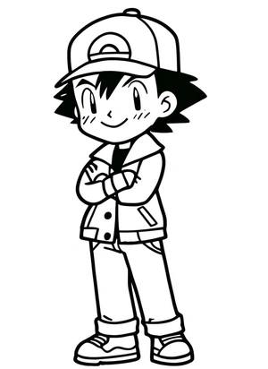 Página para Colorir Charmoso Ash Ketchum
