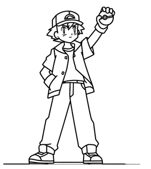 Página para Colorir Incrível Ash Ketchum