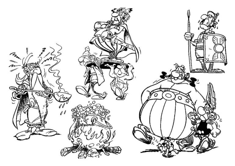 Página para Colorir Os personagens principais do desenho Asterix e Obelix