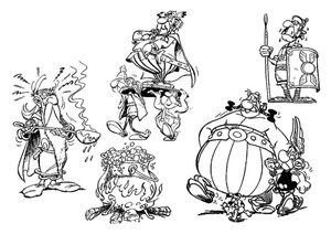 Página para Colorir Os personagens principais do desenho Asterix e Obelix