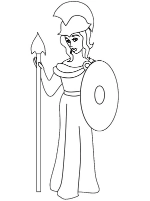 Página para Colorir Athena Simplificada