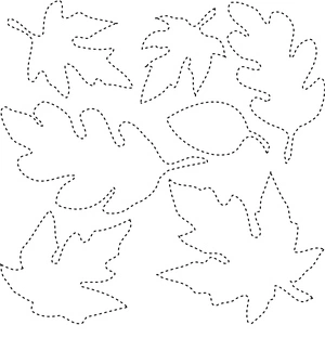 Página para Colorir Colorir e Contornar Folhas de Outono