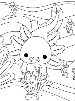 Página para Colorir Um Axolote Adorável