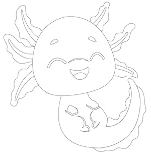 Página para Colorir Axolote Alegre