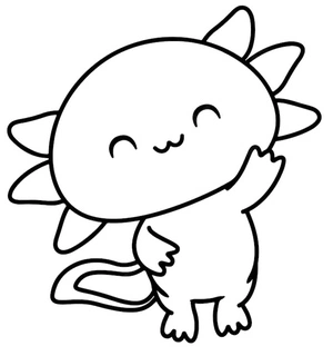 Página para Colorir Axolote Fofo