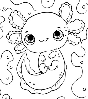 Desenho para Colorir de Axolote Grátis para Imprimir