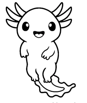 Página para Colorir Axolote Feliz