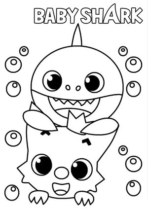 Baby Shark e Pinkfong juntos, fácil página para colorir Baby Shark, imprimível grátis