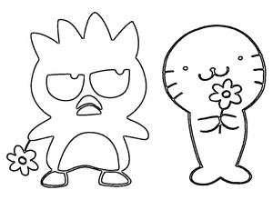 Página para Colorir Adorável Badtz Maru e Seu Amigo