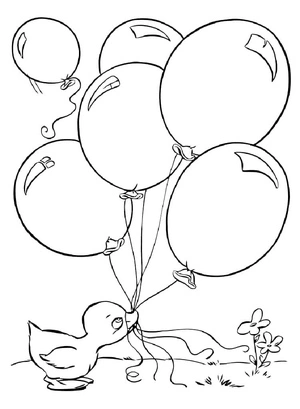 Página para Colorir Patinho com Balões