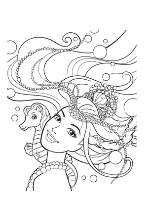 Página para Colorir Barbie Sereia Adorável