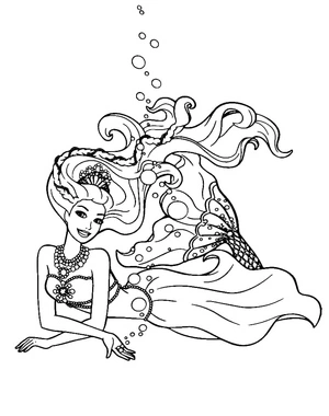 Página para Colorir Bela Barbie Sereia