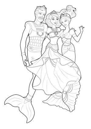 Página para Colorir Família Barbie Sereia