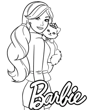 Página para Colorir Página para Colorir Barbie e Kitty