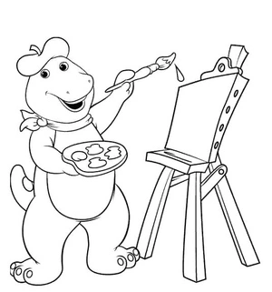 Página para Colorir Barney está criando arte