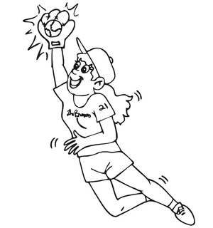 Página para Colorir Menina Jogando Beisebol