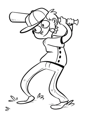 Página para Colorir Página para Colorir Infantil com Tema de Beisebol