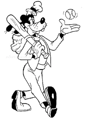 Página para Colorir Pateta jogando beisebol