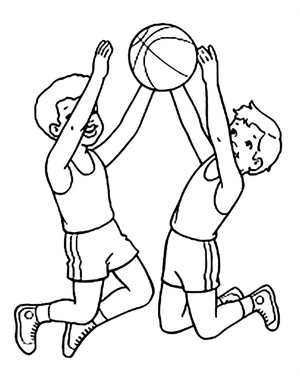 Página para Colorir Meninos Jogando Basquete