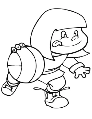 Página para Colorir Garota Jovem Jogando Basquete