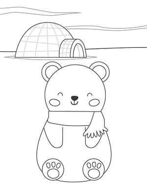 Urso Polar Feliz de Desenho Animado