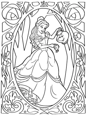 Página para Colorir Bela do Conto da Bela e a Fera