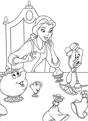 Página para Colorir Belle e suas amigas
