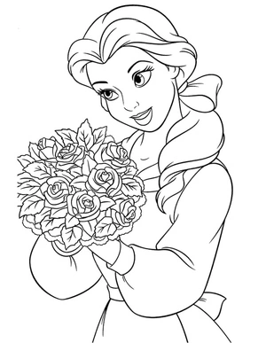 Página para Colorir Bela Cercada por Flores