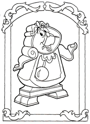 Página para Colorir Cogsworth do filme 