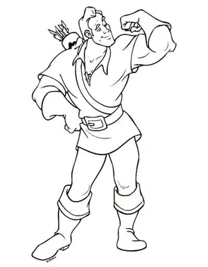 Página para Colorir Gaston da história da Bela e a Fera