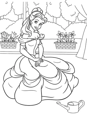 Página para Colorir Princesa Bela Alegre