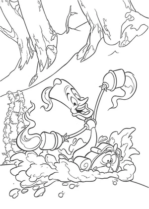 Página para Colorir Lumiere e Cogsworth
