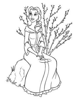 Página para Colorir Princesa Bela é linda.