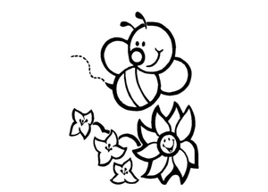 Página para Colorir Desenho Animado Abelha e Flor